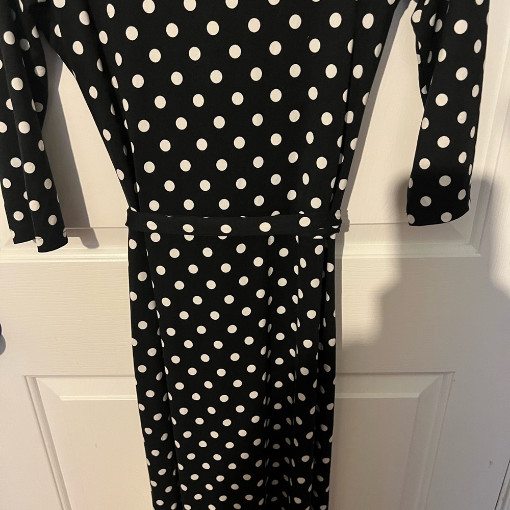 DOUBLJU Polka Dot Wrap Dress - Black and White - Picture 2 of 10